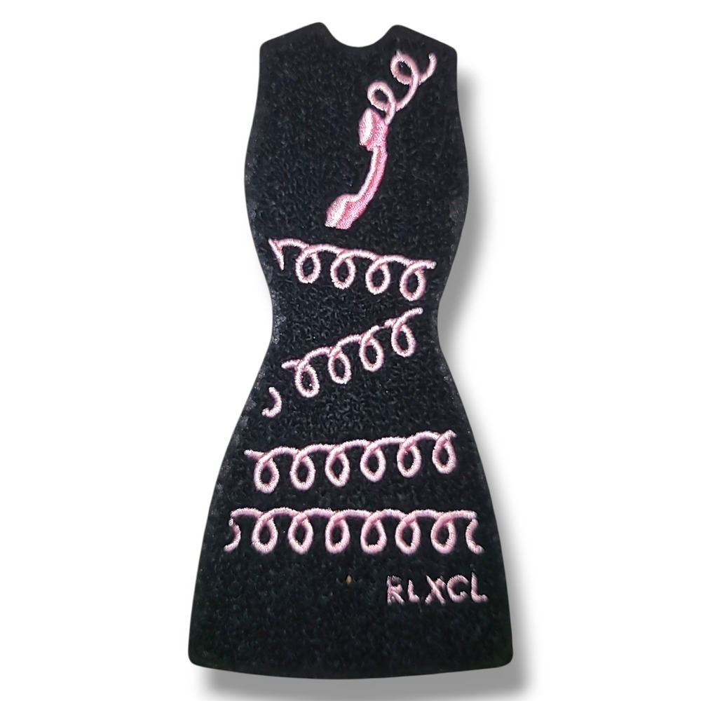 RLXCL Telephone Dress Embroidered Patch Pink Black 3M‎ Stick-on Rare Maddy Style